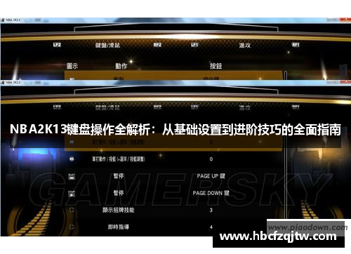 NBA2K13键盘操作全解析：从基础设置到进阶技巧的全面指南